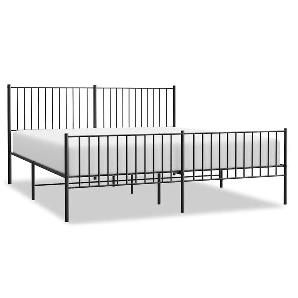 vidaXL Cadre de lit m&eacute;tal sans matelas avec pied de lit noir 183x213cm