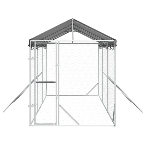 vidaXL Chenil d'ext&eacute;rieur pour chiens avec toit argent&eacute; 2x6x2,5 m