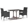 vidaXL Ensemble &agrave; manger de jardin 3 pcs Noir