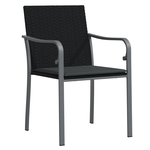 vidaXL Chaises de jardin avec coussins lot de 2 noir 56x59x84 cm rotin