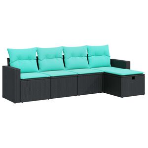vidaXL Salon de jardin 5 pcs avec coussins noir r&eacute;sine tress&eacute;e