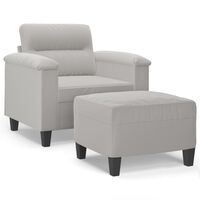 vidaXL Fauteuil avec repose-pied Gris clair 60 cm Tissu microfibre