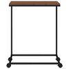 vidaXL Table d'appoint avec roues noir 55x35x70 cm bois d'ing&eacute;nierie