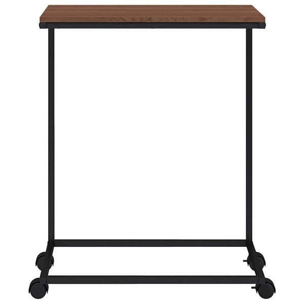 vidaXL Table d'appoint avec roues noir 55x35x70 cm bois d'ing&eacute;nierie