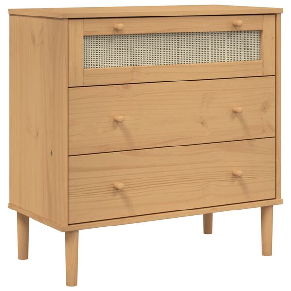 vidaXL Commode SENJA aspect de rotin marron bois de pin solide