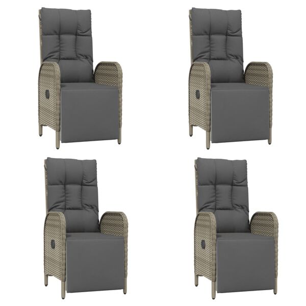 vidaXL Ensemble &agrave; manger de jardin 5 pcs coussins gris r&eacute;sine tress&eacute;e