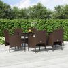 vidaXL Ensemble &agrave; manger de jardin coussins 7 pcs Marron/noir