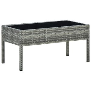 vidaXL Table de jardin Gris 75x40x37 cm R&eacute;sine tress&eacute;e