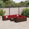 vidaXL Salon de jardin et coussins 11 pcs marron r&eacute;sine tress&eacute;e