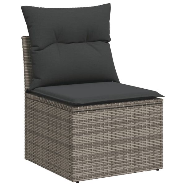 vidaXL Salon de jardin avec coussins 3 pcs gris r&eacute;sine tress&eacute;e