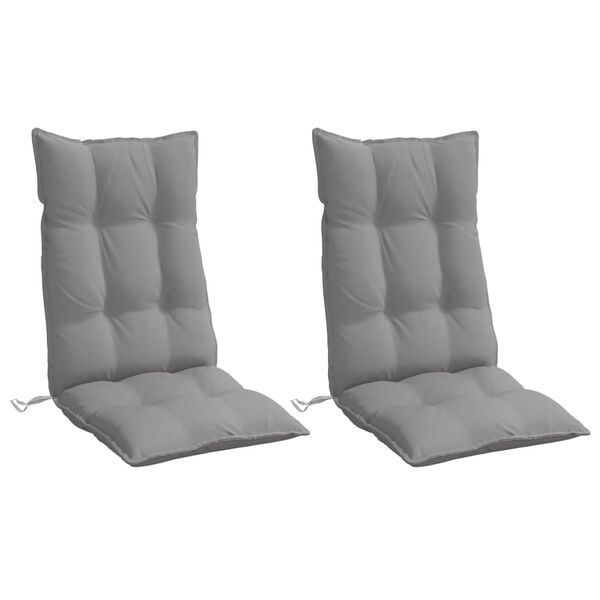 vidaXL Coussins de chaise &agrave; dossier haut lot de 2 gris tissu oxford