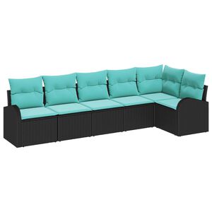 vidaXL Ensemble de canapé de jardin 6 pcs Noir et turquoise polyrotin