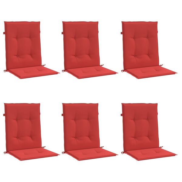vidaXL Coussins de chaise de jardin &agrave; dossier bas lot de 6 rouge