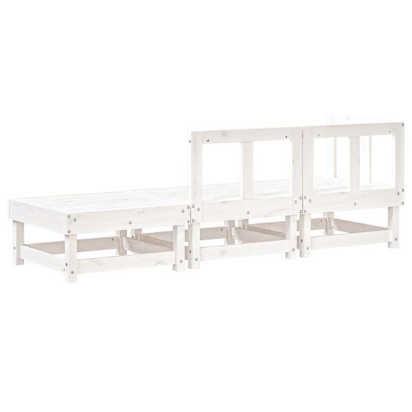 vidaXL Salon de jardin 3 pcs blanc bois massif de pin