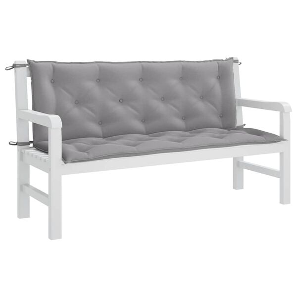 vidaXL Coussin de banc de jardin gris 150x(50+50)x7 cm tissu oxford