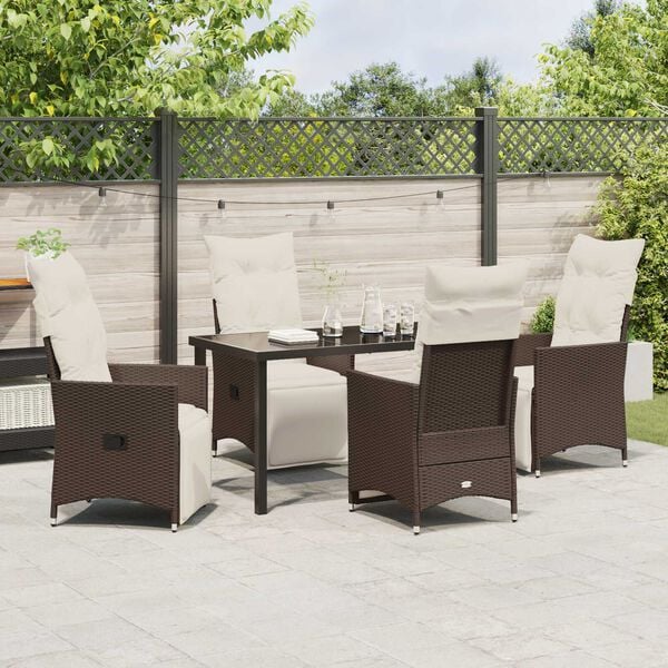 vidaXL Ensemble de salle &agrave; manger pour jardin 5 pcs Marron polyrotin