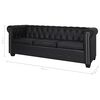 vidaXL Canap&eacute; Chesterfield &agrave; 3 places similicuir noir