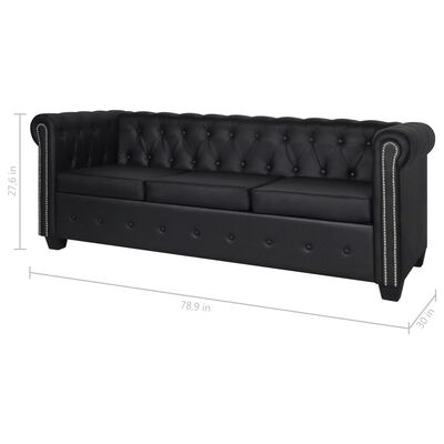 vidaXL Canapé Chesterfield à 3 places similicuir noir