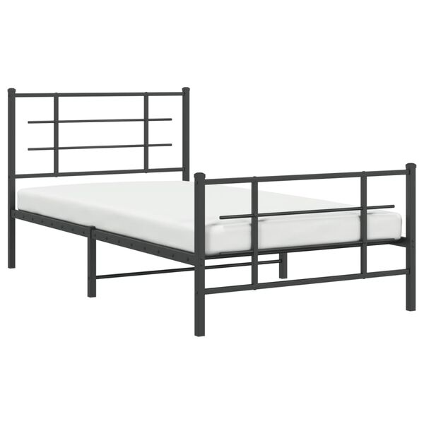 vidaXL Cadre de lit métal sans matelas et pied de lit noir 100x200 cm