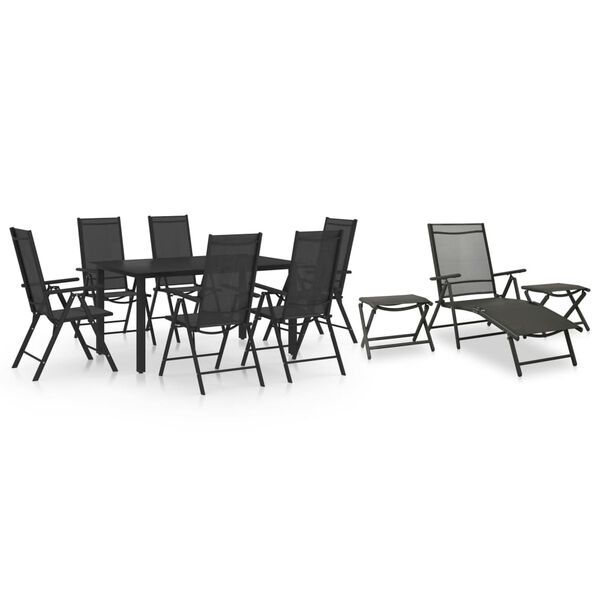 vidaXL Ensemble à manger de jardin 10 pcs noir et anthracite
