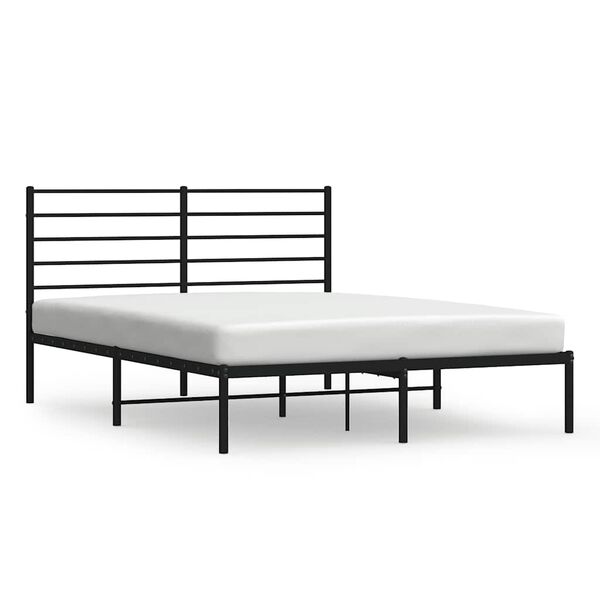vidaXL Cadre de lit m&eacute;tal sans matelas avec t&ecirc;te de lit noir 135x190cm