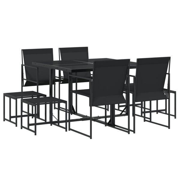 vidaXL Ensemble &agrave; manger de jardin 9 pcs noir textil&egrave;ne