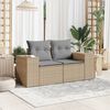 vidaXL Canap&eacute; de jardin avec coussins 2 places beige r&eacute;sine tress&eacute;e