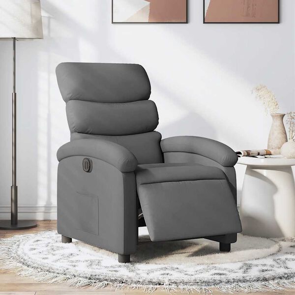 vidaXL Fauteuil inclinable &eacute;lectrique gris fonc&eacute; tissu
