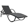 vidaXL Chaise longue avec coussin et table R&eacute;sine tress&eacute;e Noir