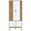 vidaXL Garde-robe OLDEN blanc et marron 76,5x53x172 cm bois massif pin