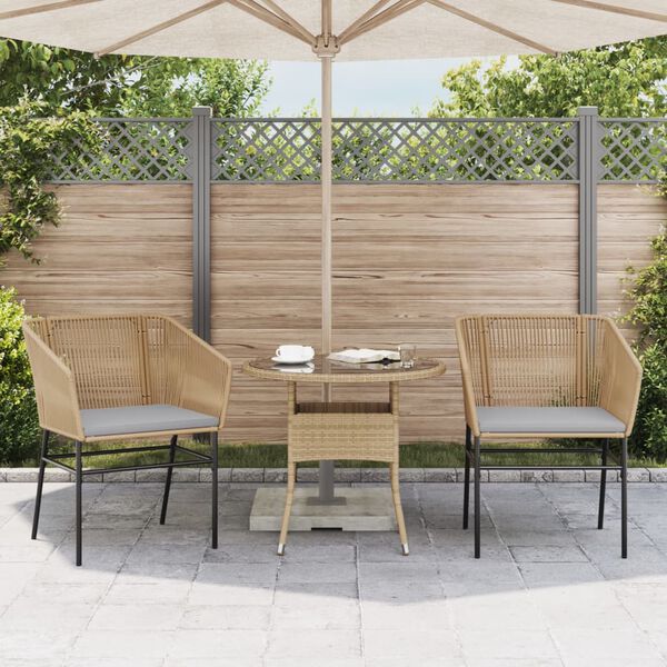 vidaXL Chaises de jardin lot de 2 et coussins marron rotin