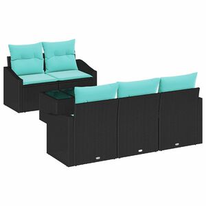 vidaXL Ensemble de Canap&eacute;s 6 pcs Noir et turquoise polyrotin