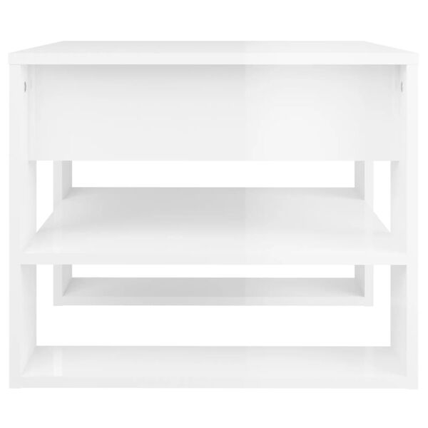 vidaXL Table basse blanc brillant 55,5x55x45 cm bois d'ing&eacute;nierie