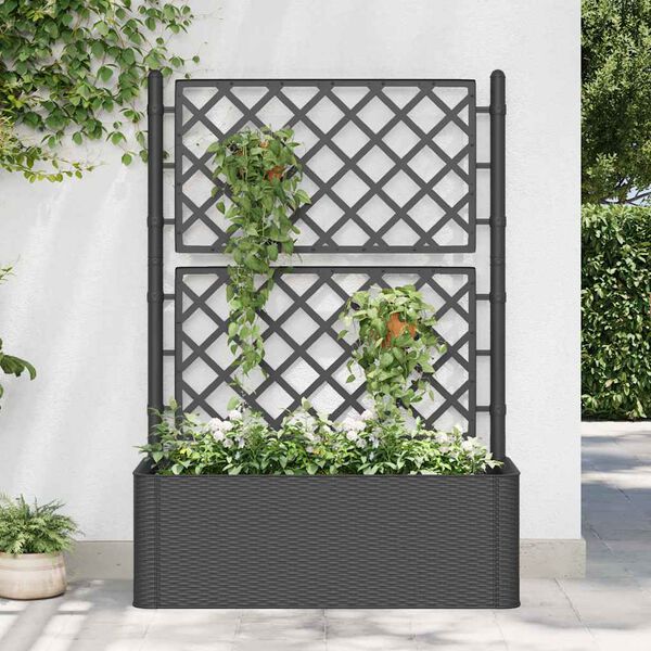 vidaXL Lit sur&eacute;lev&eacute; de jardin treillis syst&egrave;me d'arrosage Anthracite