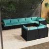 vidaXL Salon de jardin 8 pcs avec coussins noir r&eacute;sine tress&eacute;e