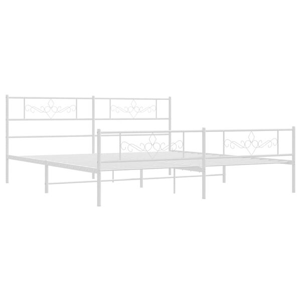 vidaXL Cadre de lit métal sans matelas et pied de lit blanc 193x203 cm