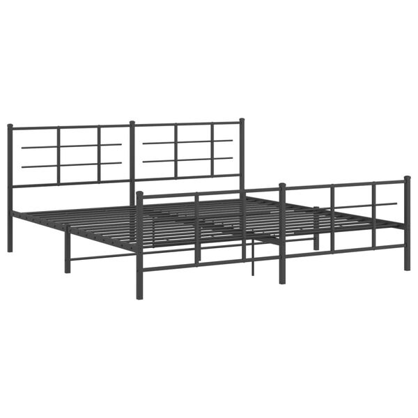 vidaXL Cadre de lit m&eacute;tal sans matelas avec pied de lit noir 193x203cm