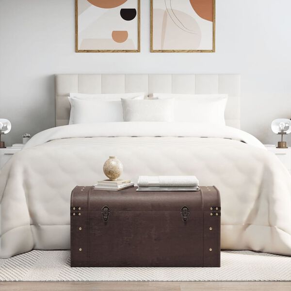 vidaXL Coffre &agrave; tr&eacute;sors avec loquets marron fonc&eacute; contreplaqu&eacute;