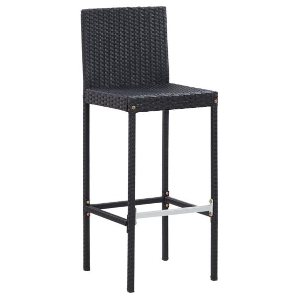 vidaXL Ensemble de bar de jardin 7 pcs et coussins R&eacute;sine tress&eacute;e Noir
