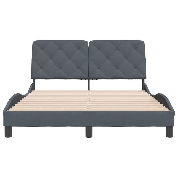 vidaXL Cadre de lit sans matelas gris foncé 137x190 cm velours