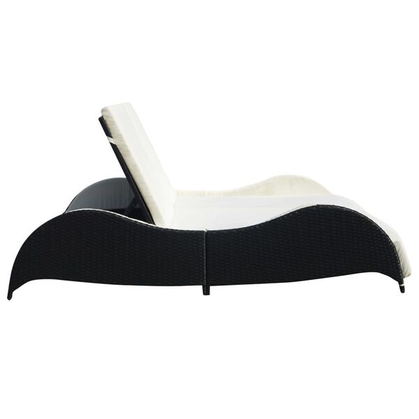 vidaXL Chaise longue double avec coussin R&eacute;sine tress&eacute;e Noir