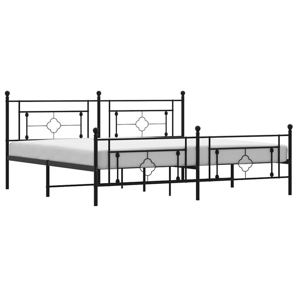 vidaXL Cadre de lit m&eacute;tal sans matelas avec pied de lit noir 193x203cm