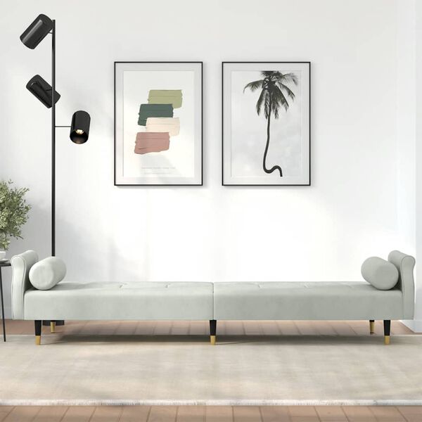 vidaXL Canap&eacute;-lit avec coussins gris clair velours