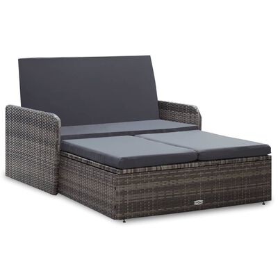 vidaXL Salon de jardin 2 pcs avec coussins Résine tressée Gris