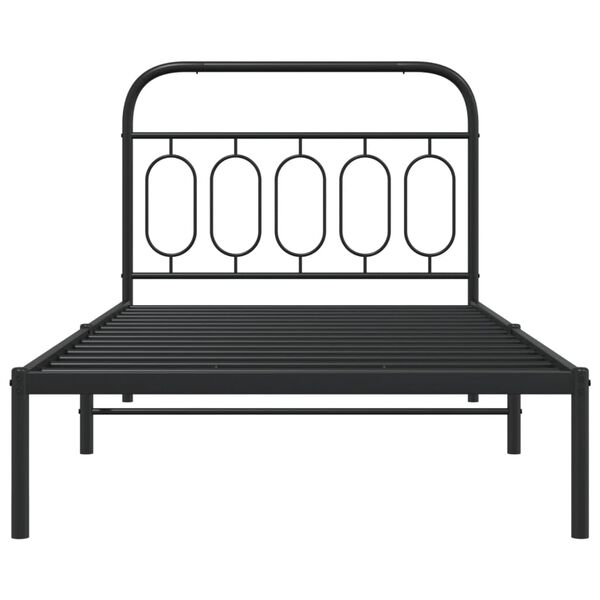 vidaXL Cadre de lit métal sans matelas avec tête de lit noir 100x200cm