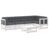 vidaXL Salon de jardin 6 pcs avec coussins blanc bois massif