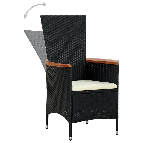 vidaXL Ensemble &agrave; manger d'ext&eacute;rieur 7pcs R&eacute;sine tress&eacute;e acacia Noir