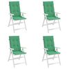 vidaXL Coussins de chaise de jardin à dossier haut lot de 4 vert tissu