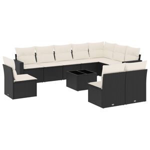 vidaXL Salon de jardin 11 pcs avec coussins noir r&eacute;sine tress&eacute;e