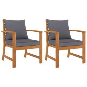 vidaXL Chaises de jardin lot de 2 avec coussin gris fonc&eacute; Bois acacia